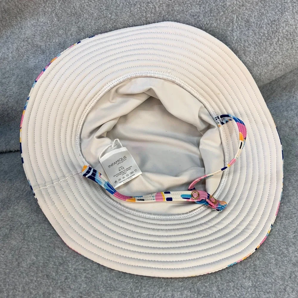 Santorini Print Child Multi Infamous Swim Bucket Sun Hat UPF 50+ Size 6-12
